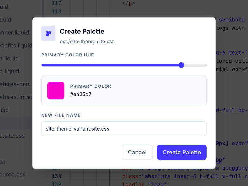 TailStatic quickly generates new CSS of a different color palette for you