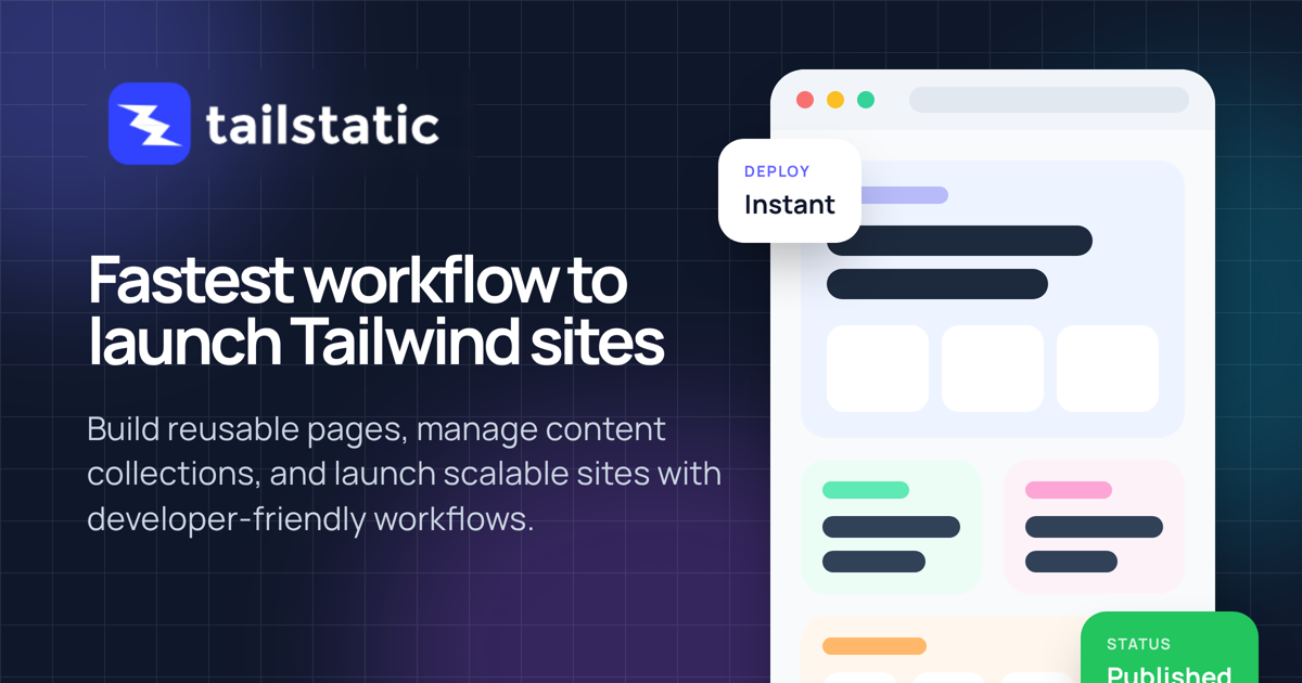 Image for Meet TailStatic - A modern web publishing platform for web agencies
